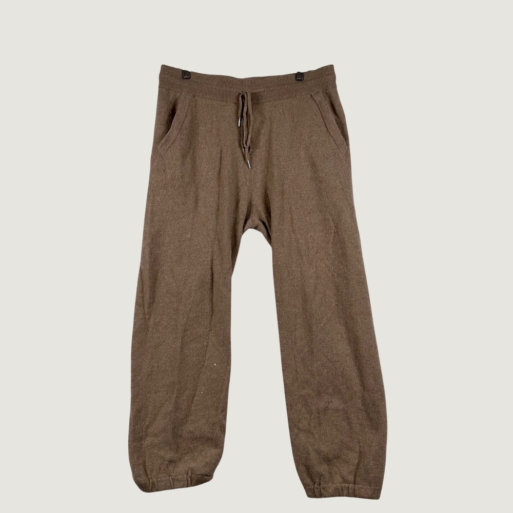 Nili Lotan Cashmere Knit Joggers Womens L Drawstring Sweatpants Brown Cozy Soft